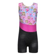 BAOHULU/милый комбинезон с рисунком обезьяны для маленьких девочек, гимнастический купальник без рукавов для подростков, блестящий лоскутный танцевальный комбинезон для детей