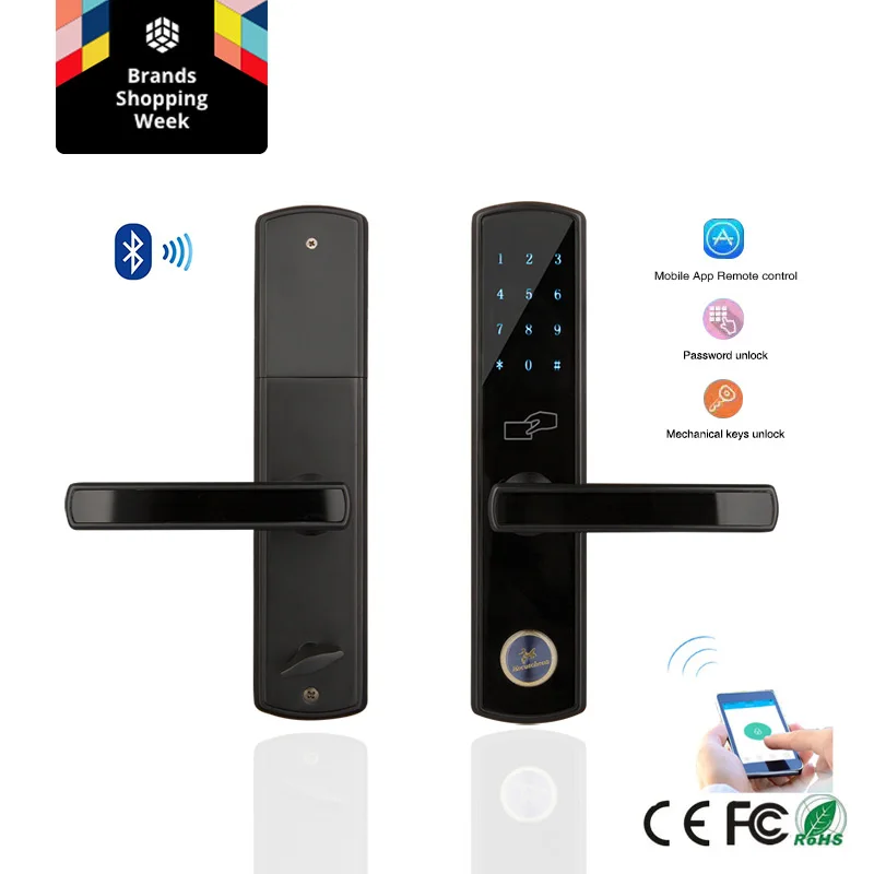 Wifi Bluetooth Smartphone lock App Digital Keyless Code Number Password Electronic Door Lock with 5