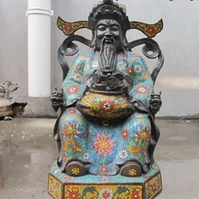 Xd 002686 Китай Народная Классический Бронзовый Перегородчатые дракон бог богатства Статуя Будды