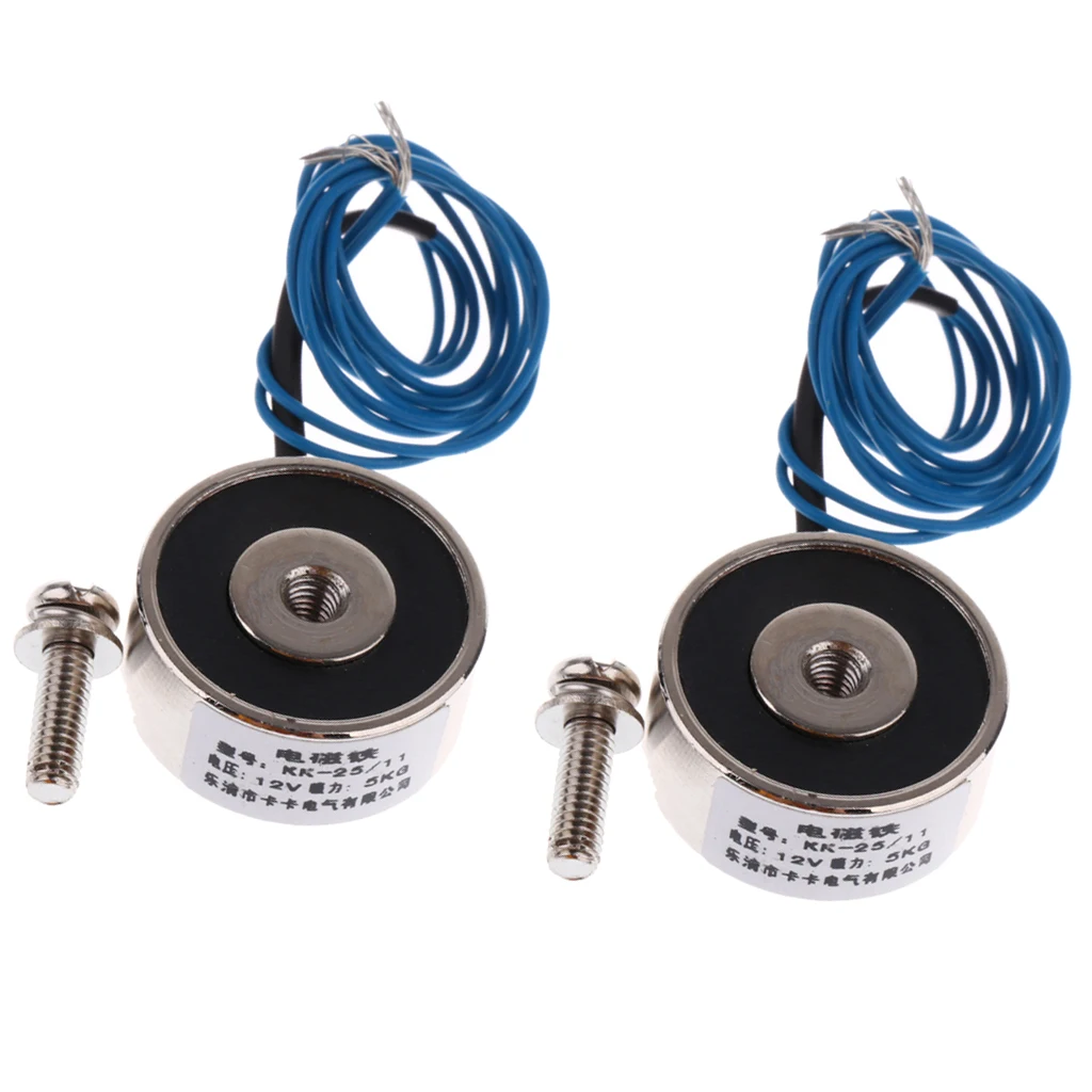 2Pcs KK-25/11 5KG 50N Suction Electromagnet Solenoid DC 12V Lifting Holding Electromagnet Electro Electric Magnet