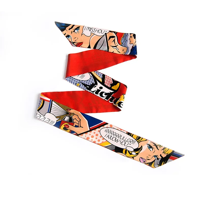 

160CM Beautiful Style Roy Lichtenstein Original Design Crying Girl Silk Narrow Scarf Gift R1798