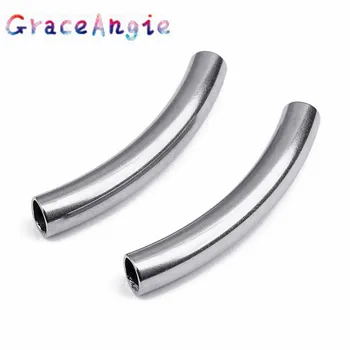 

GraceAngie 5pcs/package Stainless Steel Elbow Handmade Jewelry Connector Round Straight Bend Pipe Tube Bracelet Accessories