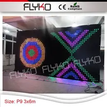 3x6 м дизайн сменный излучающий цвет видео занавес P9 с контроллером ПК