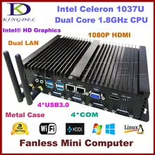 Новинка 2016 года безвентиляторный мини-ПК Industrial Co M puter, Intel Celeron 1037U Процессор, Barebone, 2*1000 м LAN, 4 * COM, 4 * USB 3.0 300 м Wi-Fi, HDMI