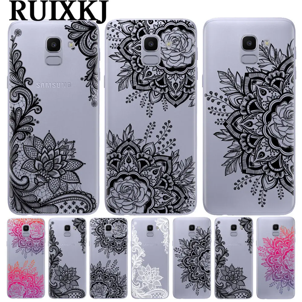 

Floral Lace Mandala Case For Coque Samsung Galaxy Grand J2 J5 Prime J3 J7 A5 2017 J4 J6 A6 A8 2018 EU Soft Silicone Phone Cover