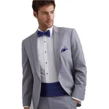 Новое поступление светло-серый Жених Смокинги для женихов Для мужчин свадебные костюмы для выпускного Жених(куртка+ Брюки для девочек+ пояс+ галстук