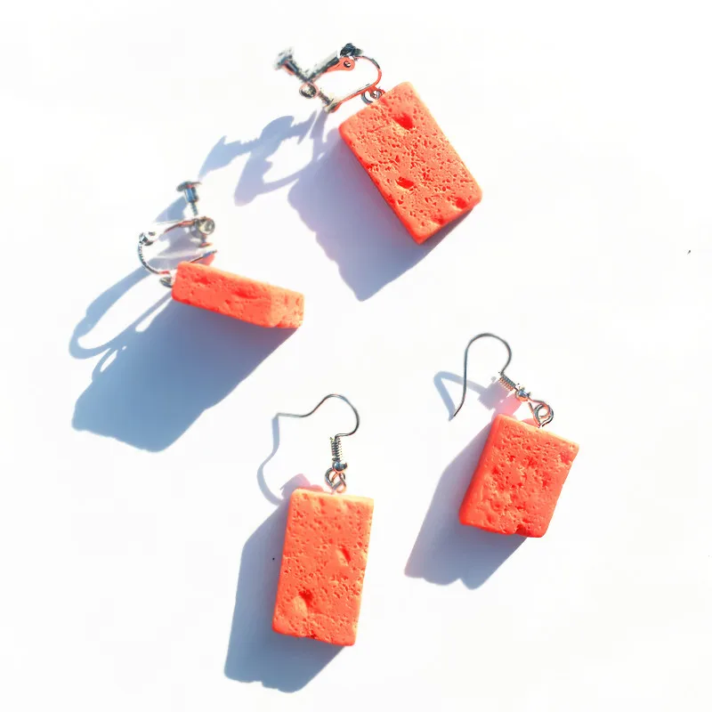 

2019 New Funny Resin Brick Dangle Drop Earrings Personality Geometric Asymmetric Earrings for Woman Girl Cute Jewelry Gift