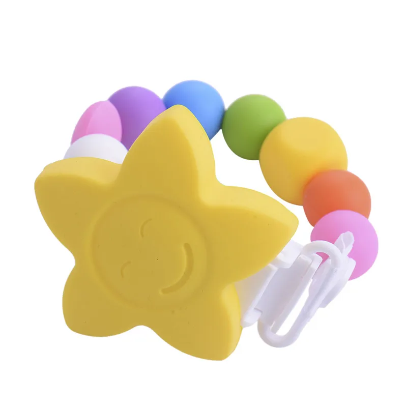 Silicone Baby Teething Beads Soother Chain with Clips for Boys or Girls