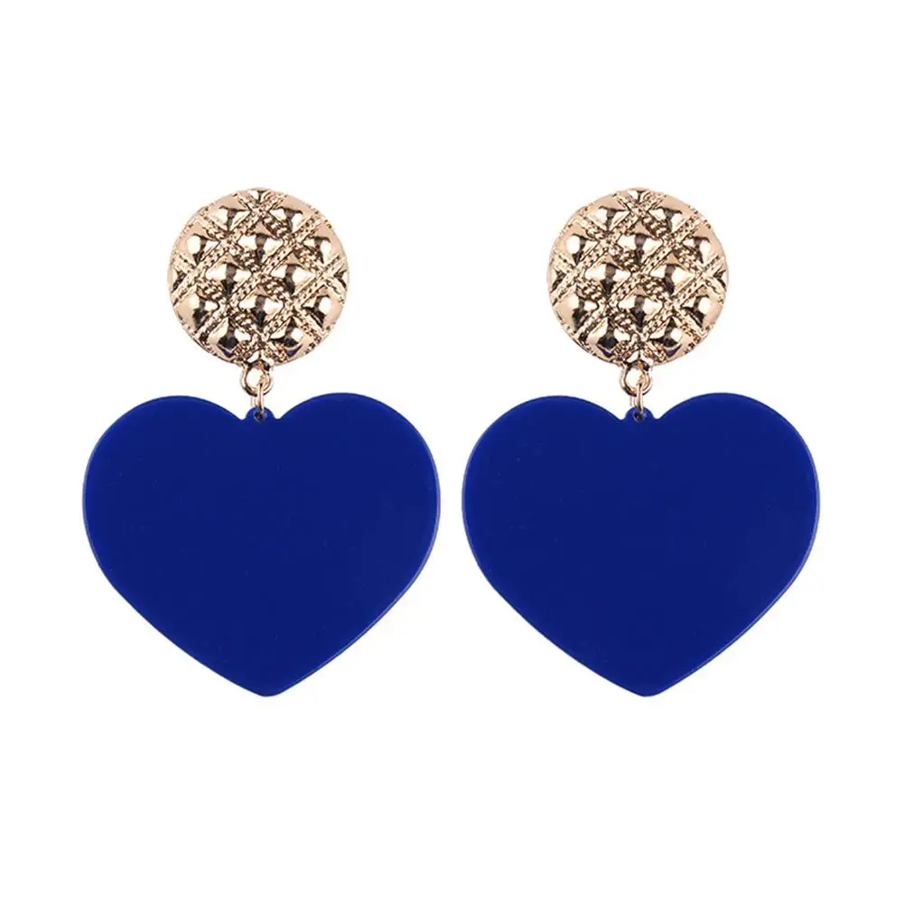 

New Women Cute Love Heart Acrylic Statement Dangle Earrings Party Ear Jewelry Gift