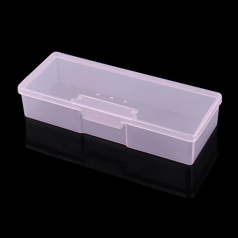 

1pc Plastic Nail Supplies Storage Box Rectangle Nail Art Studs Brush Tools Holder Case Pink/White Transparent Storage Box