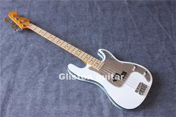 

New White 4 strings Musical Instruments bass guitar, mirror pickguard