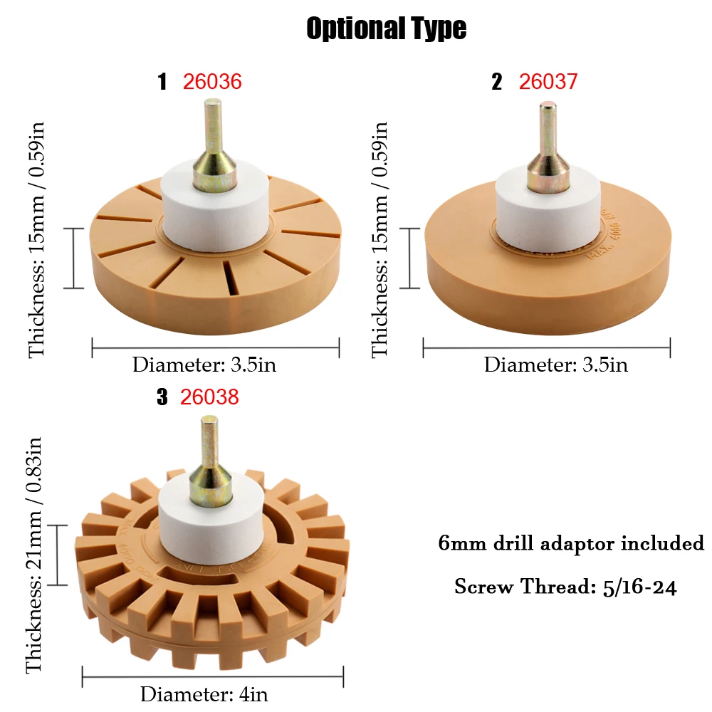 3.5 inch 90mm Universal Rubber Eraser Wheel For Remove Car Glue Adhesive Sticker Pinstripe Decal Graphic Auto Repair Paint Tool