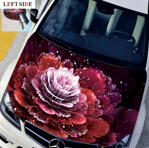 

LEFT SIDE 3d Car Sticker Vinyl Gorgeous Rose Flower Floral Water Drop Bright Car Styling Customize the Size to Suit all Vehicles