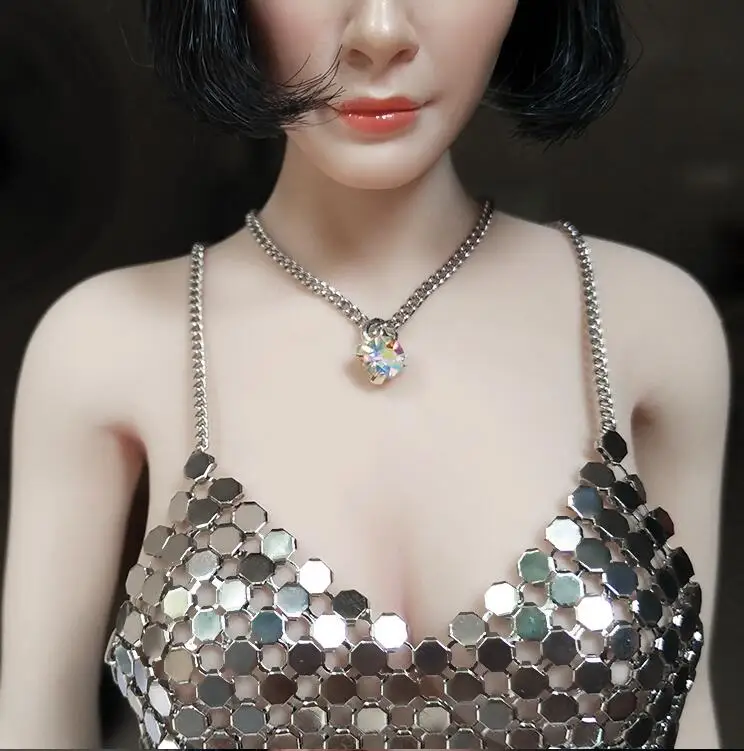 

Custom 1:6 Scale Necklace + Diamond Ring For 12" Female Body Doll Toy 2pcs