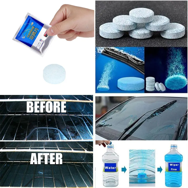 

Universal 10Pcs Concentrate Effervescent Tablet Effervescent Cleaning Car Windshield Home Glass Washer Multifunctional NEW