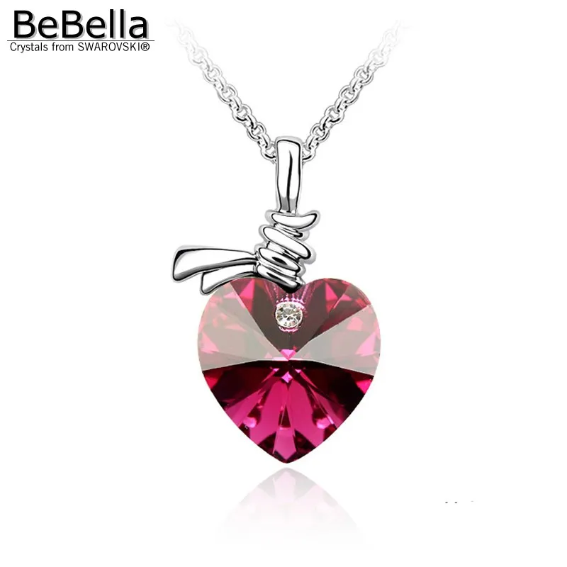 

BeBella crystal heart tie pendant necklace with Crystals from Swarovski Elements original fashion jewelry for women girls 2018