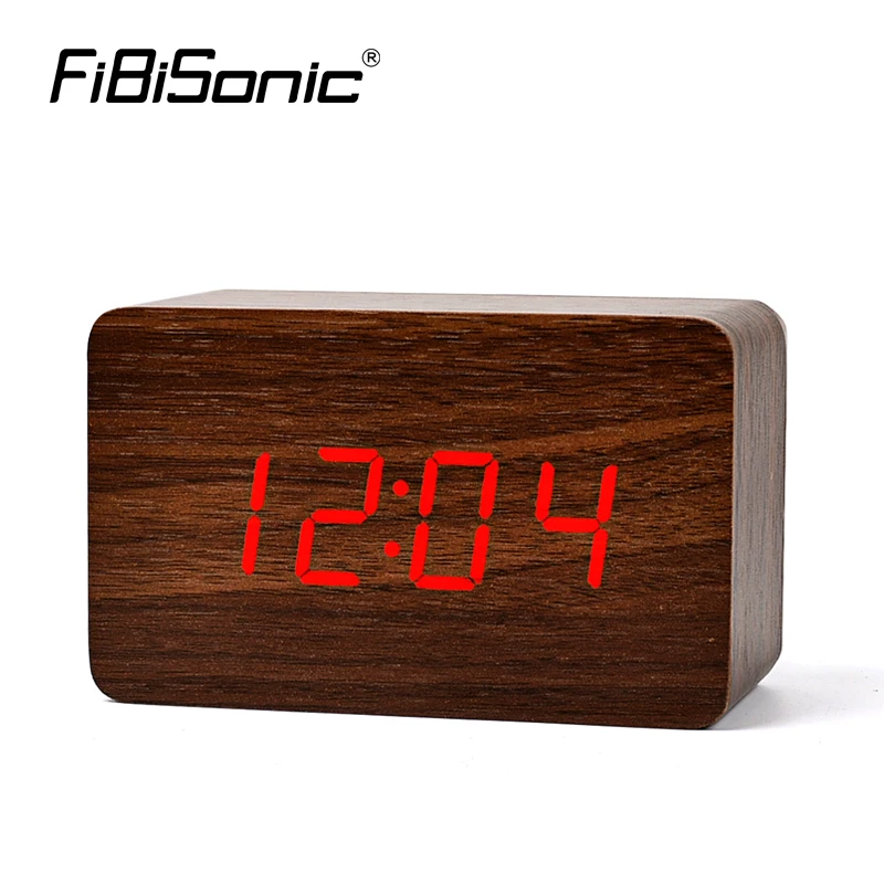 Новый светодиодный термометр FiBiSonic Red series цифровые часы деревянные будильники с