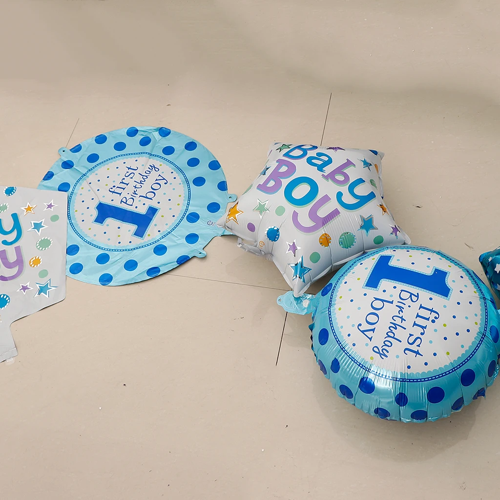 5pcs/set Cute Foil Balloons Baby Shower 1st Birthday Wedding Party Decor Blue Boy Festive & Party Supplies