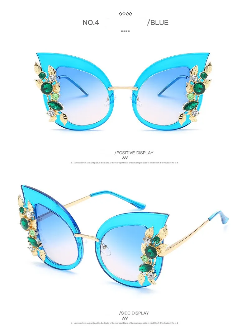 Новинка, модные женские солнцезащитные очки в стиле барокко с листьями, Ретро стиль, брендовые сексуальные солнцезащитные очки с драгоценными камнями, летние пляжные очки zonnebril dames sol