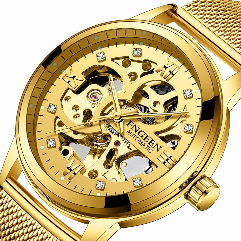 

Luxury Brand Watch Men Automatic Mechanical Wristwatches Men's watches Black Stainless Steel Skeleton Casual Business Male Clock