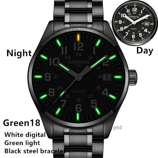 Green 18 steel Тритий свет смотреть военных море погружения водонепроницаемая 200м ронда кварца световой полный стали муёская люксовый бренд кожаный ремешок часов - Цвет: Green 18 steel