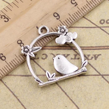 

5pcs/lot Charms Birdcage Bird Flower 25x26mm Tibetan Pendants Crafts Making Findings Handmade Antique DIY Jewelry