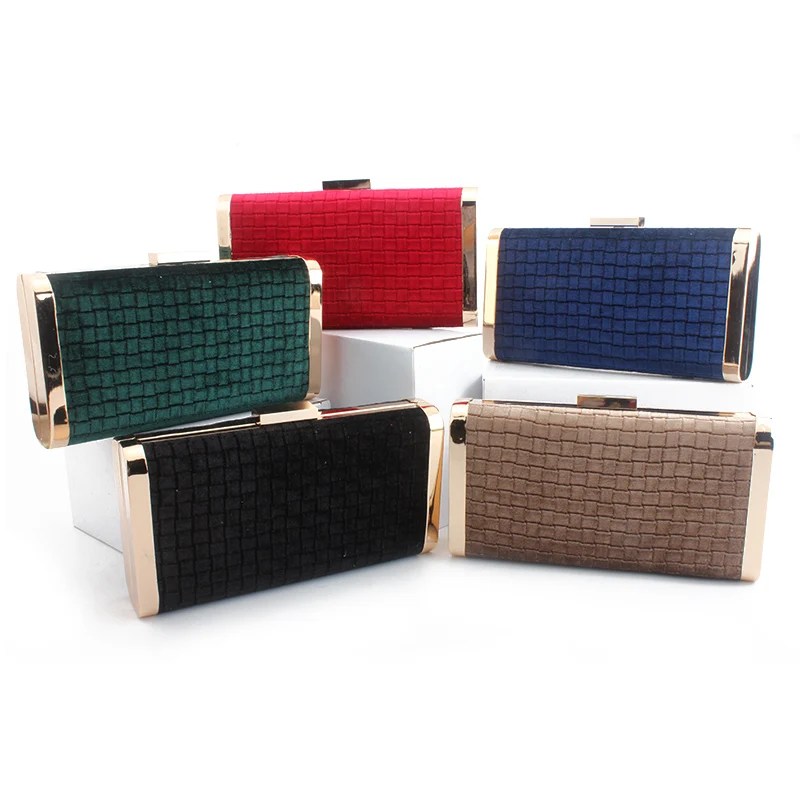 

2019 Velvet Lattice Women Handbags Evening Party Bags Clutch Purses Metal Button Messenger Wallets Chain Shoulder Rectangle Bag