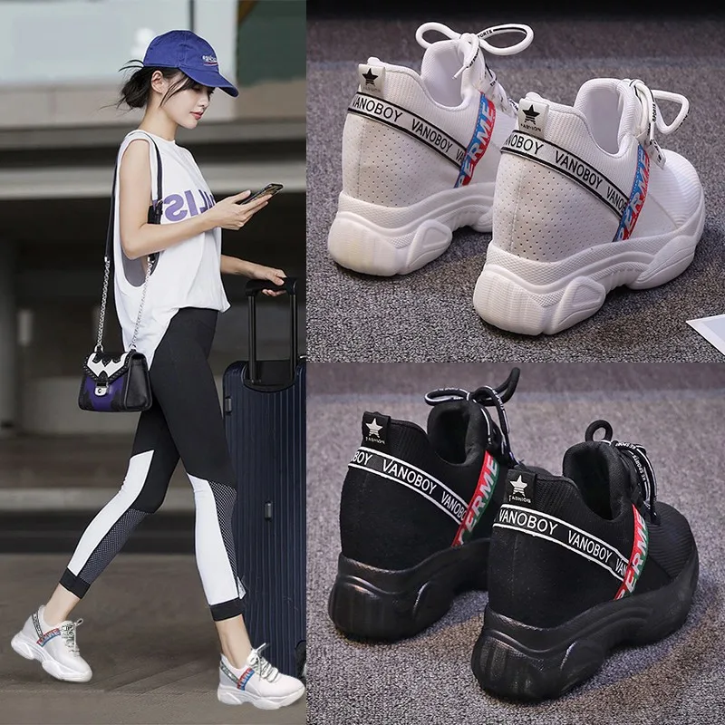 

Chowaring Women Casual Shoes Fashion Pump Hidden High Heels Shoes Woman Wedges Shoes Sneakers Heigh Increasing zapatos mujer 9cm