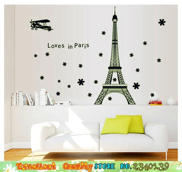  Paris  Kota Cahaya Di Malam Menara Eiffel Stiker  Dinding  