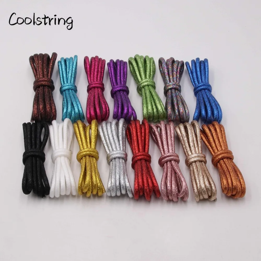 

Coolstring Pure Color Rounded Metallic Shoelaces Glitter Bootlaces Flashing Shiny Fashion Latchet Pearlized For Sports Canvas