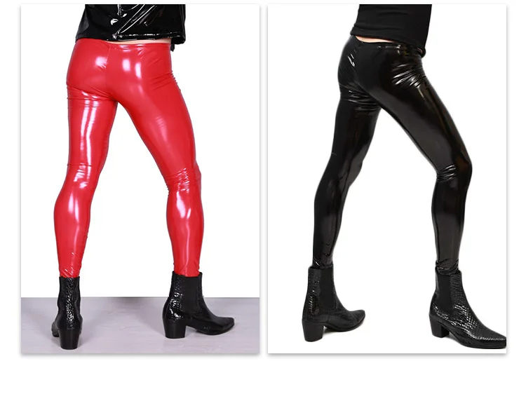 Сексуальные мужские Леггинсы Lederhose из искусственной кожи, мужские сексуальные глянцевые латексные аммиачные девятые брюки, ПУ кожаные брюки, мужские брюки-карандаш