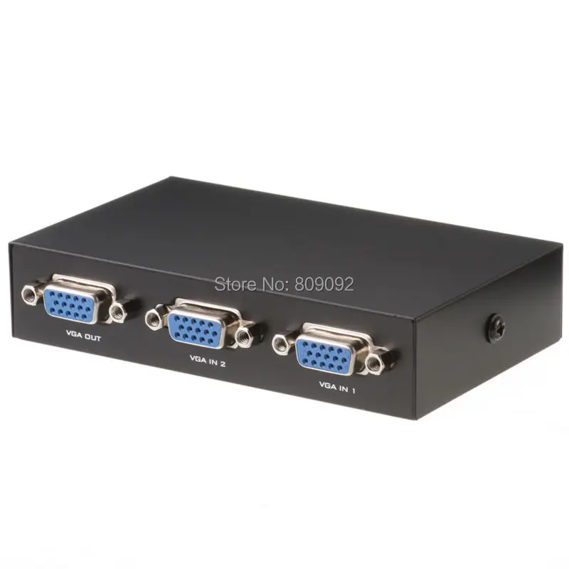 

2-Port VGA Switch Video Audio Selector Switcher Box 2 In 1 Out For PC or Monitor Sharing