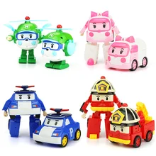 

4pcs/Set Acion Figure Robocar Korea Robot Car Transformation Toys POLI fire truck manual deformation Kid boys Gift for Children