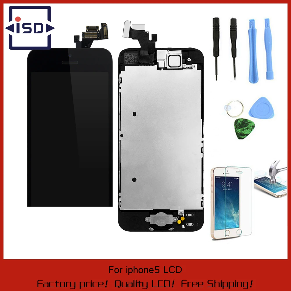 Black Full Front Touch Screen Digitizer LCD Display Repair Assembly Replacement for iPhone 5 LCD Display