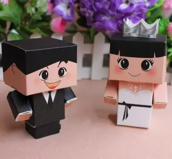 

Lovely cartoon wedding favor Candy Box, engagement, party bomboniere sweets dragee gifts bag,chocolate packaging, 100PCS