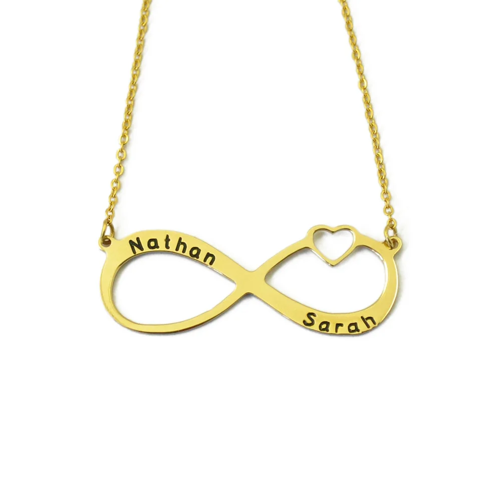 

Personalized Name Infinity Necklace,Heart Infinity Pendant Necklace,Engrave Name Necklace,Gift for her,Valentine's Day Gift