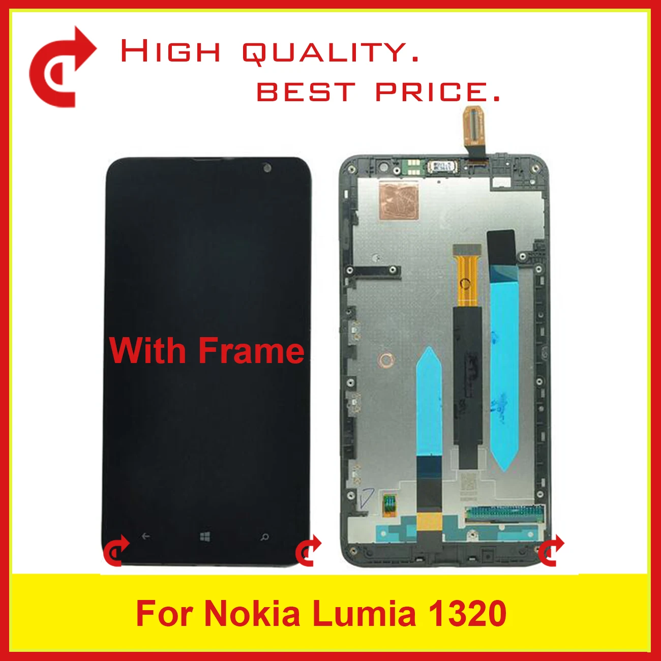 

High Quality 6.0'' For Nokia Lumia 1320 Full Lcd Display With Touch Screen Digitizer Sensor Panel Assembly Complete With Frame