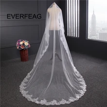 Новинка 3 м свадебная вуаль Кружевной Край, длинный белый чехол для лица Соборная свадебная вуаль свадебные аксессуары Мантилья невесты