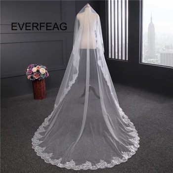 

New 3m Bridal Veil 2020 Lace Edge Long White Face Cover Cathedral Wedding Veils Wedding Accessories Bride Mantilla Wholesale