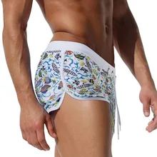 Мужская одежда для плавания, купальный костюм с принтом, мужские нейлоновые пляжные шорты, шорты для плавания с задним карманом, дышащая пляжная одежда, мужские плавки