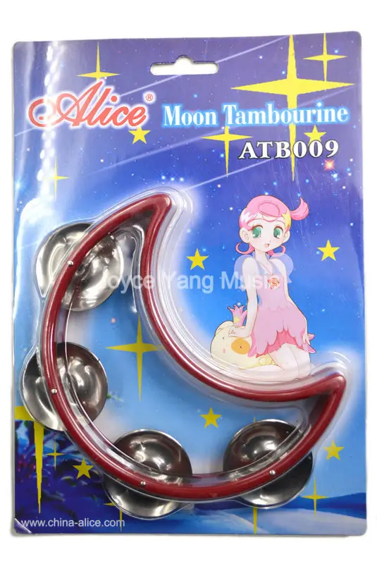 Alice Moon Shape Tambourine Percussion Handbell Ring Children Baby Kids Tambourine