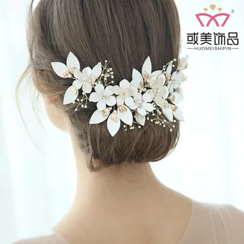 

NPASON 2019 Fashion Women Hair Jewelry J6190 Bride Manual Design Pearl Headwear Flower Piece Marry Ornaments New