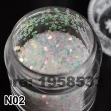 Белый цвет с цветными насыщенными оттенками 1 мм шестигранные Акриловые Блестящие Блестки Порошок Ногти художественные советы украшения тела N02
