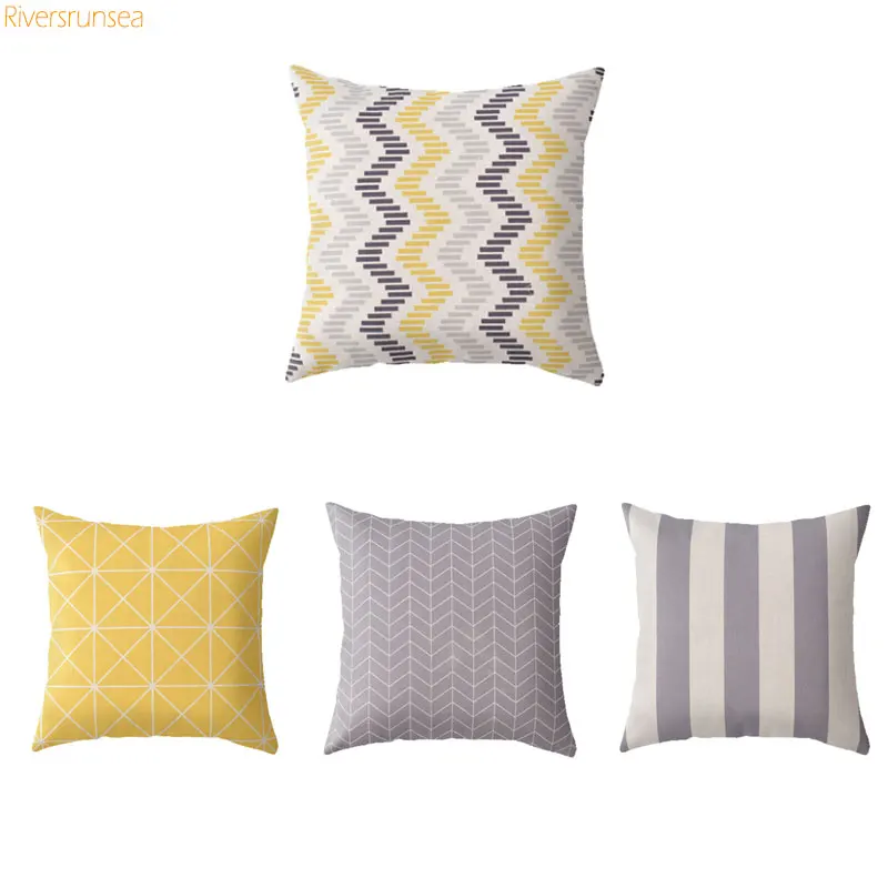 Modern Minimalist geometry Cushion Cover abstract Wavy stripes Triangle