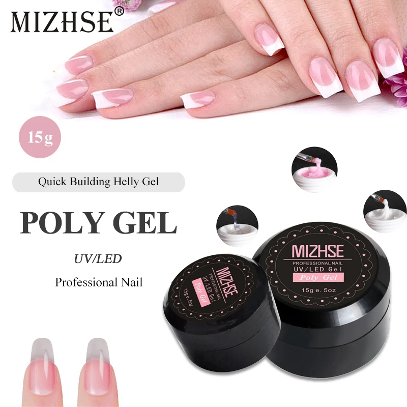 

MIZHSE UV Gel Poly Gel Finger Nail Extension Crystal Jelly Polygel Nail Gel UV LED Hard Gel Acrylic Builder Slip Solution Kits