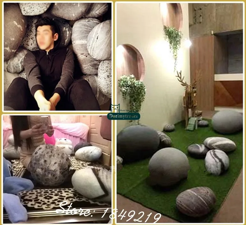 Dorimytrader 6 Pcs Fashion New Emulational Neptune Stone Pillow Room Decoration Plush  Soft  Stone Shape Cushion DY61077 (4)