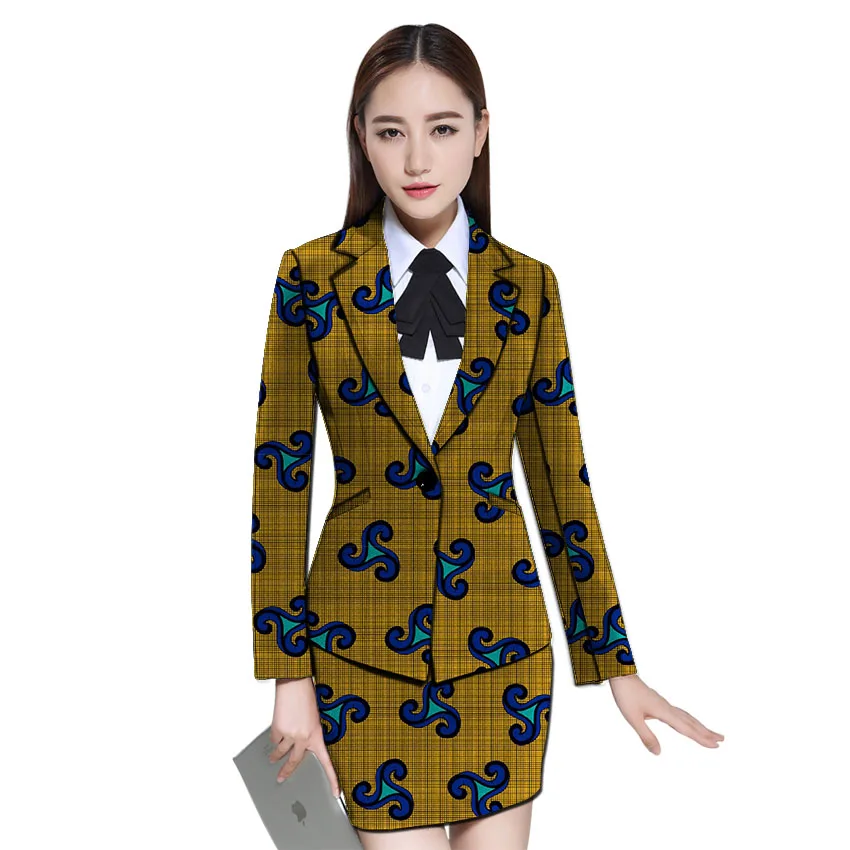 African clothes women print blazer with skirt Ankara fashion skirt and jacket sets female outfits dashiki suits