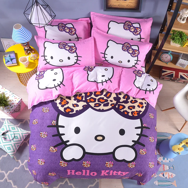 New purple pink Hello Kitty Cartoon Bedding Set Duvet ...