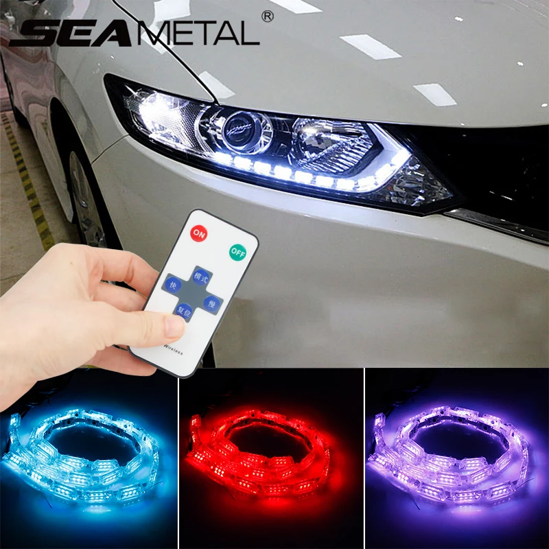 

2pcs Auto Lamps For Cars DRL LED Daytime Running Lights Turn Signal Guide Light Strip Headlight Assembly Car Styling Accessories