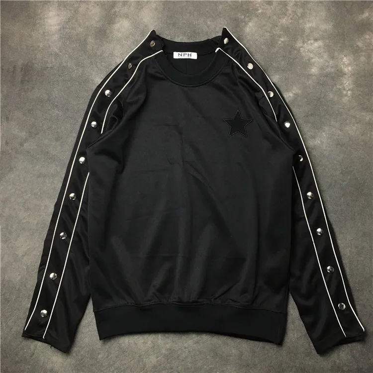 

New 2017 Men gentleman Rivet sleeves embroidered stars Hoodies Hoody hooded Sweatshirts velvet Cotton Drake Thicken Fleece #E80